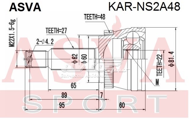 ШРУС зовнішній задній Asva KARNS2A48