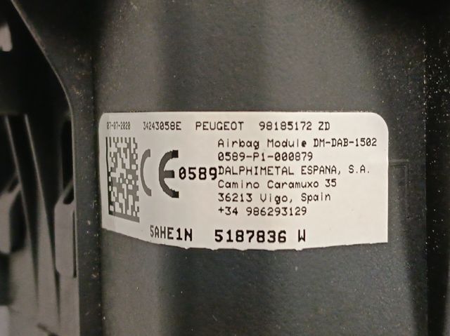 98185172ZD Peugeot/Citroen Подушка безпеки водія