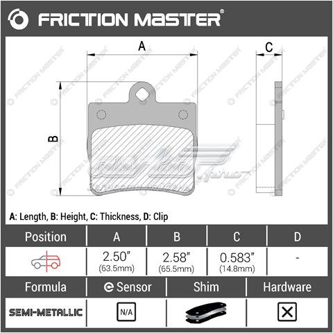 Задні дискові колодки Friction Master MKD739