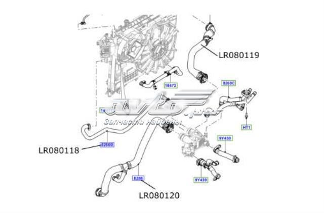Шланг/патрубок радіатора охолодження, нижній Land Rover LR080120 ціна, від 105.41 USD