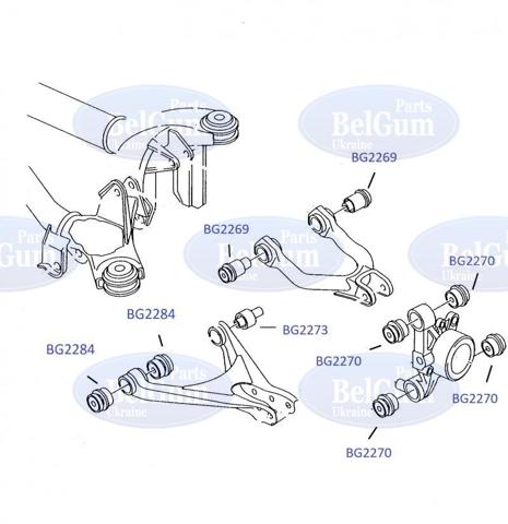 Сайлентблок тяги поперечної, задньої підвіски BELGUM BGKIT6