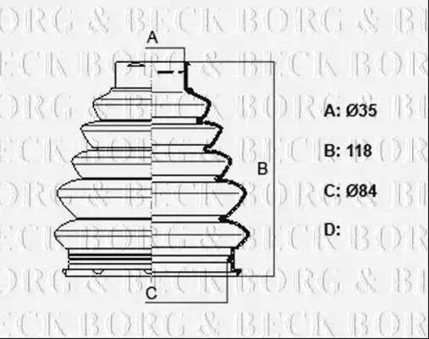 Пильник ШРУСа зовнішній, передній піввісі BCB2360 Borg&beck