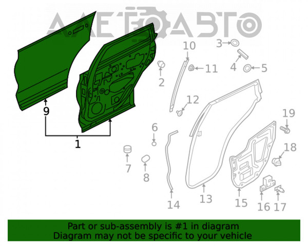 Двері задні Nissan/Infiniti HBA015NAMA ціна, від 705.42 USD