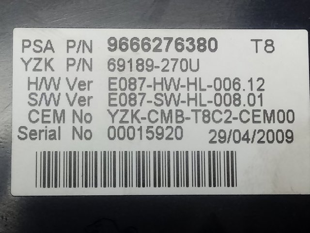  Peugeot/Citroen 9666276380