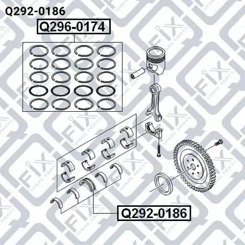 Вкладиші колінвала, корінні, комплект, 1-й ремонт (+0,25) Q2920186 Q-fix