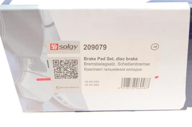 Передні тормозні колодки 209079 Solgy