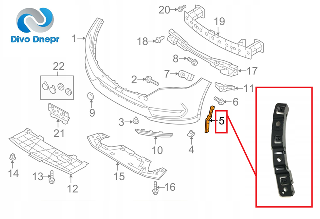 Купити KB8A50163B Mazda Кронштейн бампера переднього, зовнішній лівий
