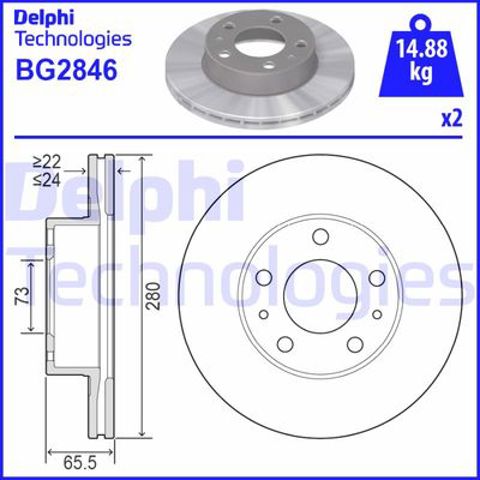 Диск гальмівний передній BG2846 Delphi