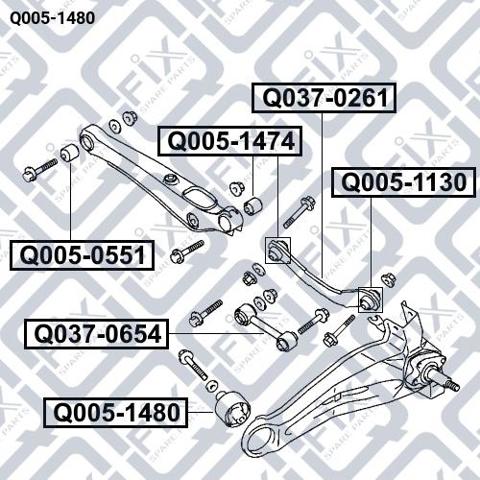 Сайлентблок заднього поздовжнього нижнього важеля Q-fix Q0051480 ціна, від 12.62 USD