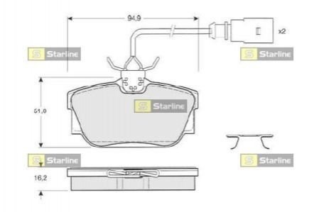 Задні гальмівні колодки Starline BDS207 ціна, від 14.70 USD