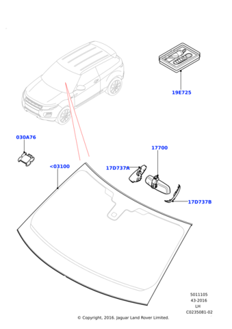 LR184626 Land Rover Автомобільне скло
