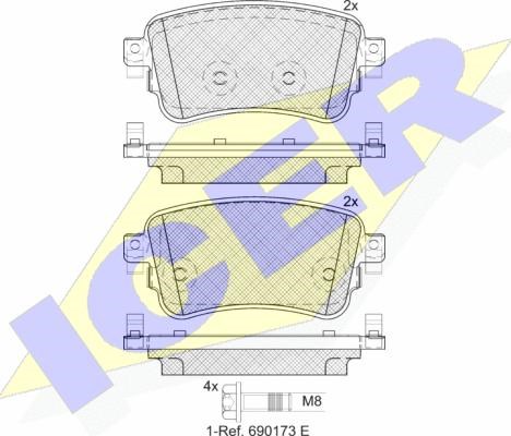 Задні гальмівні колодки 182294 Icer
