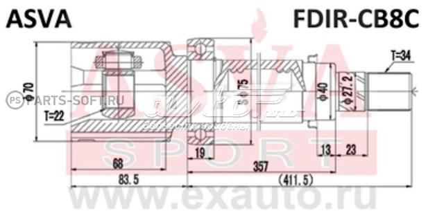 ШРУС внутрішній, передній, правий FDIRCB8C Asva