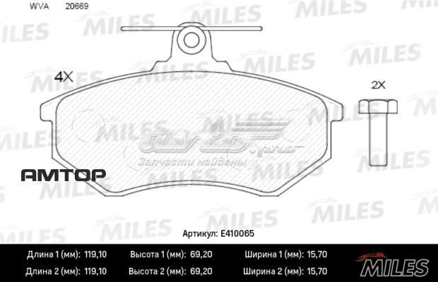 Колодки гальмівні передні, дискові E410065 Miles