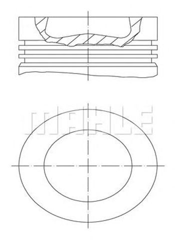 Поршень в комплекті на 1 циліндр, 1-й ремонт (+0,25) 028PI00100001 Mahle Original