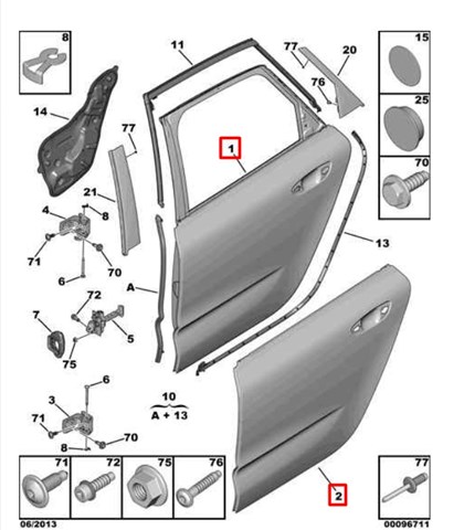 Купити 9801573080 Peugeot/Citroen Двері задні, ліві