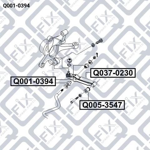 Сайлентблок стабілізатора, переднього Q0010394 Q-fix