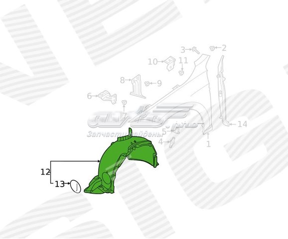 Підкрилок переднього крила, лівий Signeda PVG11110AL ціна, від 19.86 USD