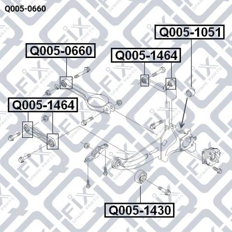 Сайлентблок заднього поперечного важеля, внутрішній Q-fix Q0050660 ціна, від 7.93 USD