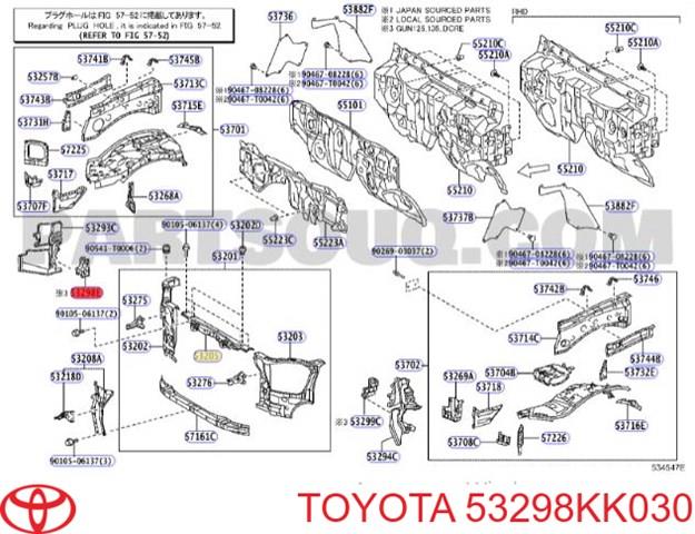 53298KK030 Toyota Повітропровід (дефлектор) радіатора, правий