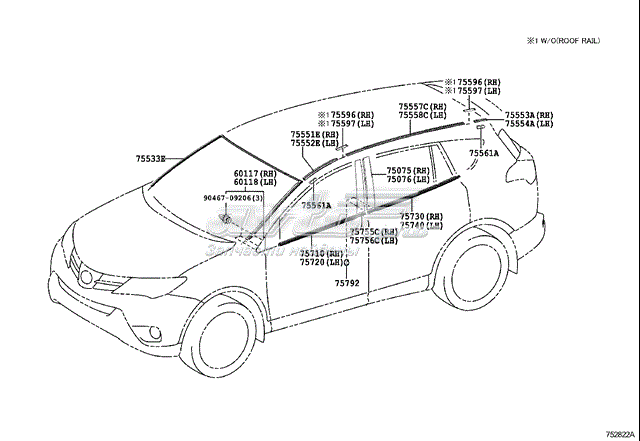 Ущільнювач лобового скла Toyota RAV4 4 (A4) (Тойота Рав4)