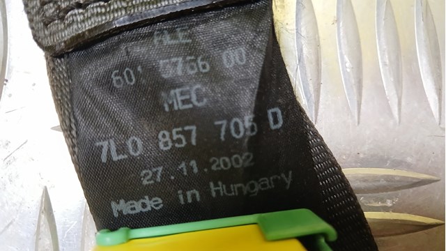 Пасок безпеки передній лівий VAG 7L0857705D ціна, від 20.50 USD