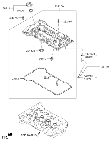 Прокладка клапанної кришки двигуна 224412E210 Hyundai/Kia