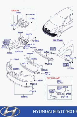 Купити 865112H010 Hyundai/Kia Буфер (бампер) передній