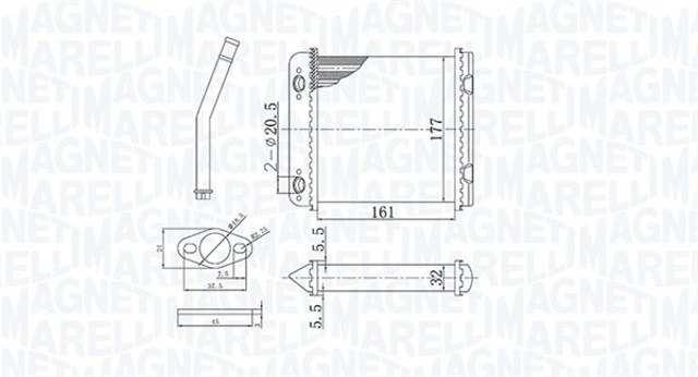 BR408 Magneti Marelli Радіатор опалювача салону
