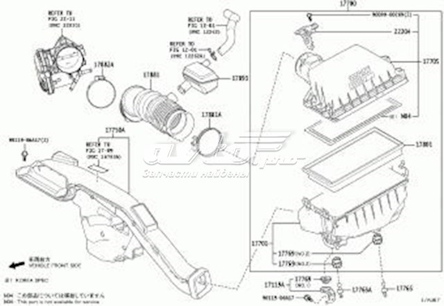Корпус повітряного фільтра, верхня частина Toyota RAV4 5 (A5) (Тойота Рав4)