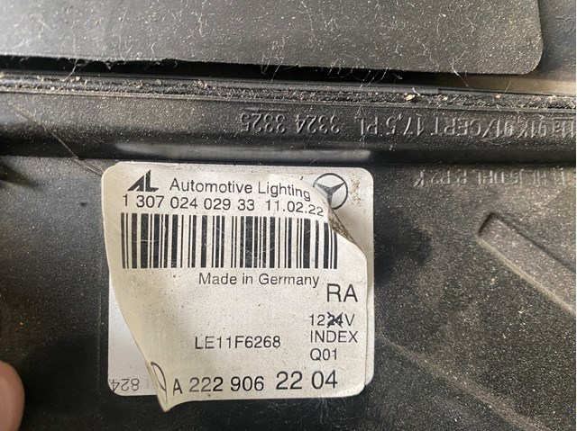 Купити A2229062204 Mercedes Права блок фара