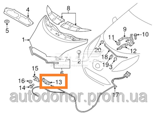  Замок капота Nissan LEAF 