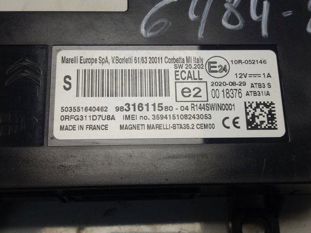 Купити 9831611580 Peugeot/Citroen Блок керування Bluetooth