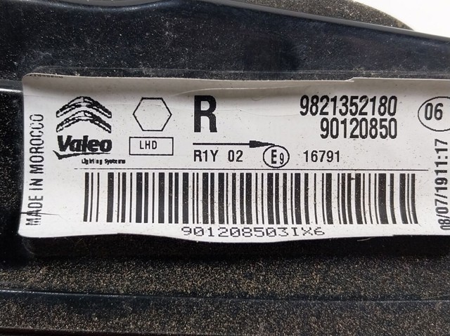 9821352180 Peugeot/Citroen Ліхтар задній правий, внутрішній