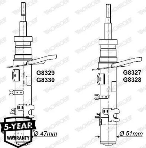 Стійка передня права Monroe G8327