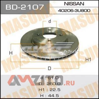 Диск гальмівний передній Masuma BD2107