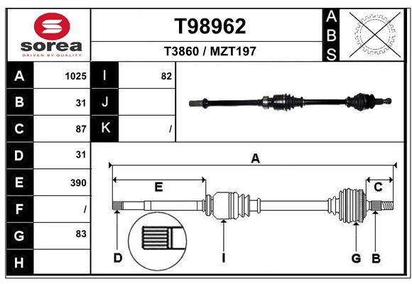 Привід правий Mazda GDB12550XA