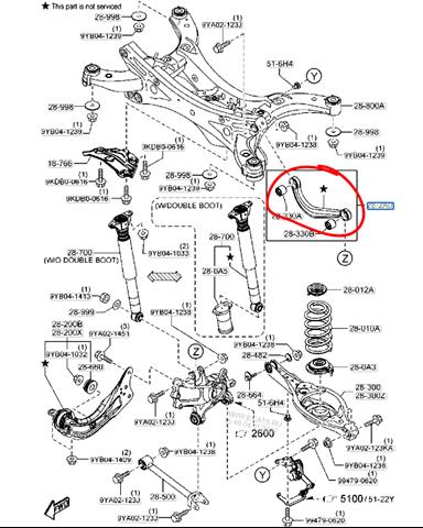 Важіль задньої підвіски поперечний GHP928C10 Mazda