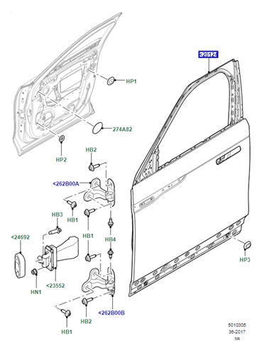 LR091717 Land Rover Пасажирські передні двері