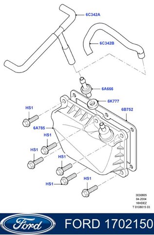 Клапан PCV (вентиляції картерних газів) Ford C-Max (CB3) (Форд C-Max)