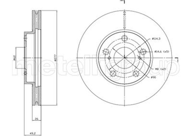 Диск переднього гальма Metelli 231523C ціна, від 41.44 USD