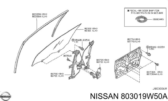  Скло передніх дверей, лівою Nissan Teana 