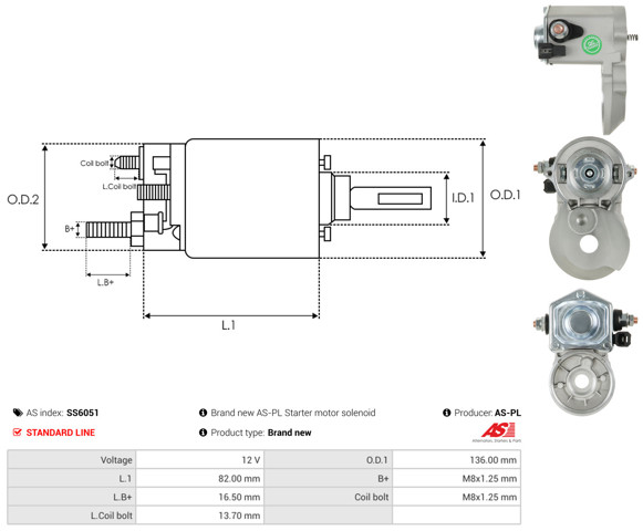 Купити SS6051 AS/Auto Storm Втягуюче реле стартера