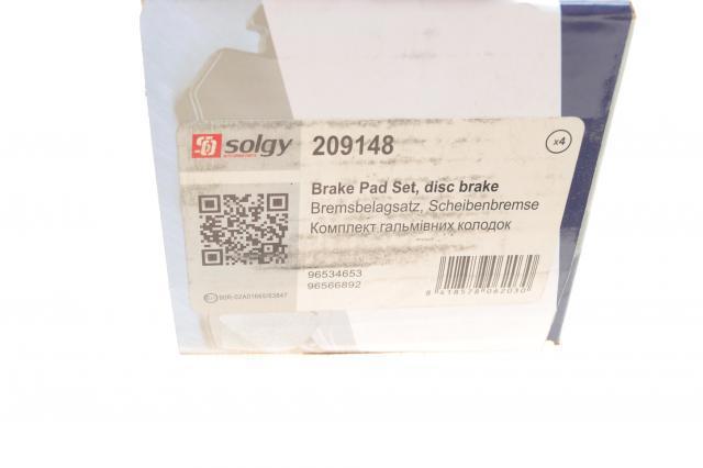 209148 Solgy Передні гальмівні колодки