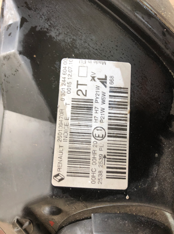 Фара права 260109470R Renault (RVI)
