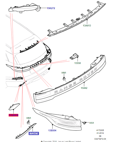 LR093436 Land Rover Лівий катафот бампера