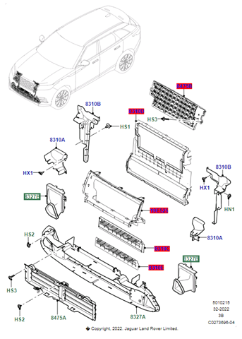 LR093758 Land Rover Повітропровід (дефлектор) радіатора, правий