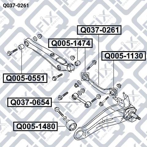 Важіль задньої підвіски верхній, лівий/правий Q-fix Q0370261 ціна, від 23.93 USD