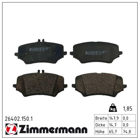 264021501 Zimmermann Колодки гальмівні задні, дискові