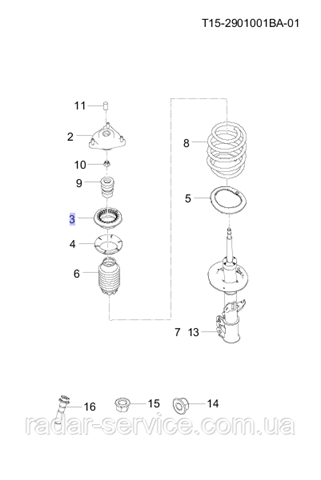 T152901040 Chery Підшипник опори амортизатора